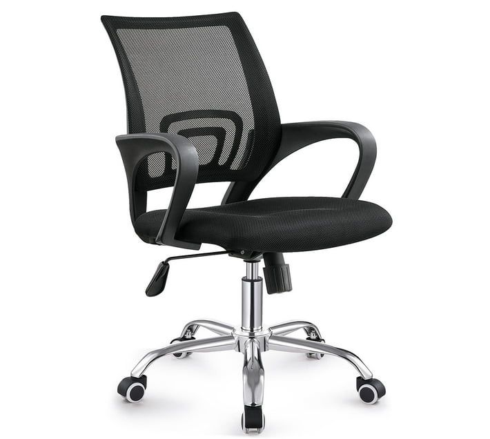 SMTE Zippy Netting Back Office Chair with Chrome Base - BLACK