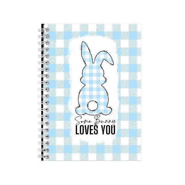 Baby Blue Checkered Bunny Spring Notebook Gift Idea A4 Notepad Pad 77