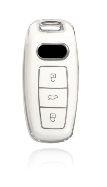 Compatible With Audi 3 Button Premium Tpu Car Key Cover Black And Silver