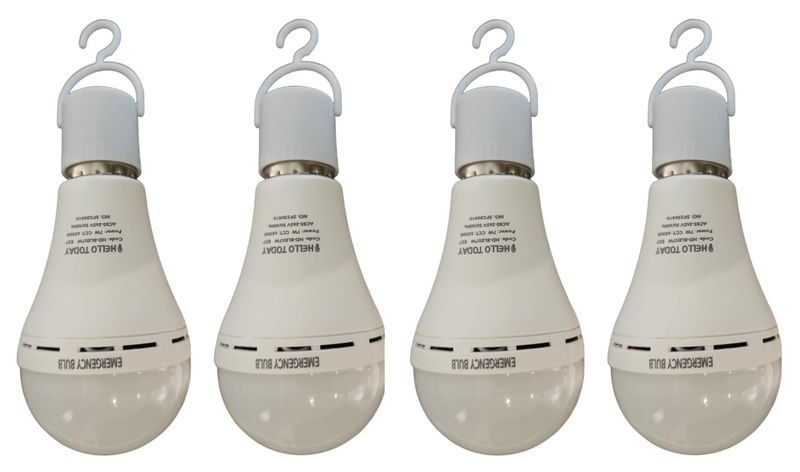 E27 Rechargeble 7W Globe - 4 Pack Cool White