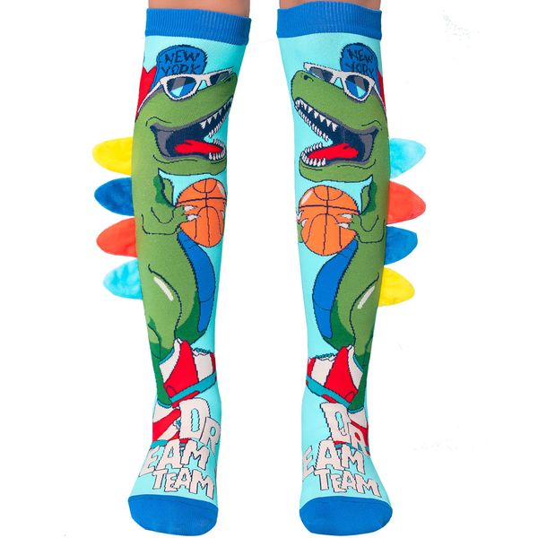 Dinosaur Knee-High Socks with 3D Plush Spikes by MADMIA (Age 6-99)