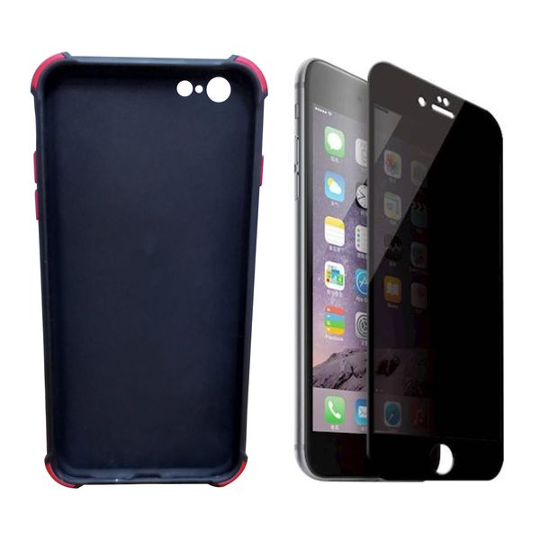 iPhone 6 Plus Black Privacy Anti Spy Screen Protector and Back Case Combo