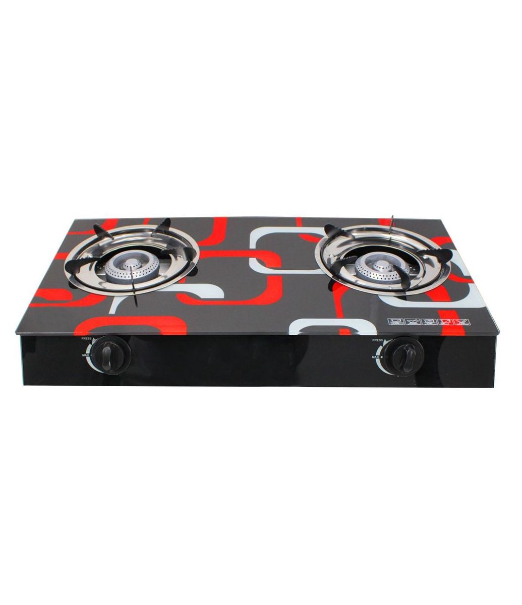 Dream World TwoBurner AutoIgnition Tempered Glass Panel Gas Stove