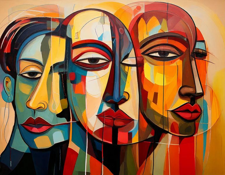 Canvas Home Decor Wall Art - Abstract Faces and Figures 1