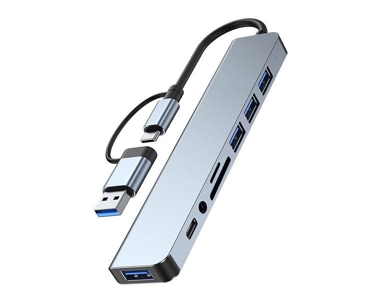 8-in-1 USB Hub Multi-Function USB-A/USB-C Hub with 8 x Expansions