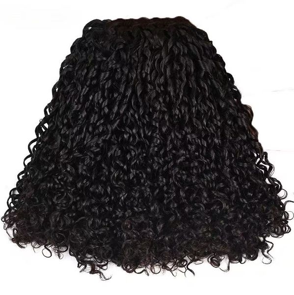 Pixie Curly Human Hair Bundles Natural Black Human Hair Weave 22 inch