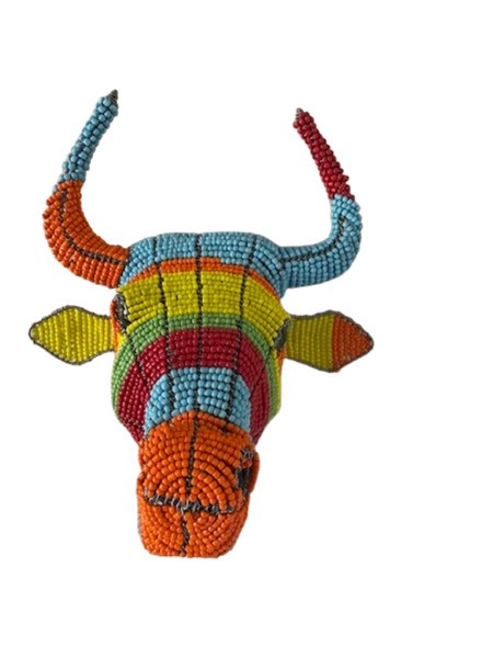 Bead and Wire Multi-Colour Nguni Cow Head - Wall Decor Art Handmade - Medium