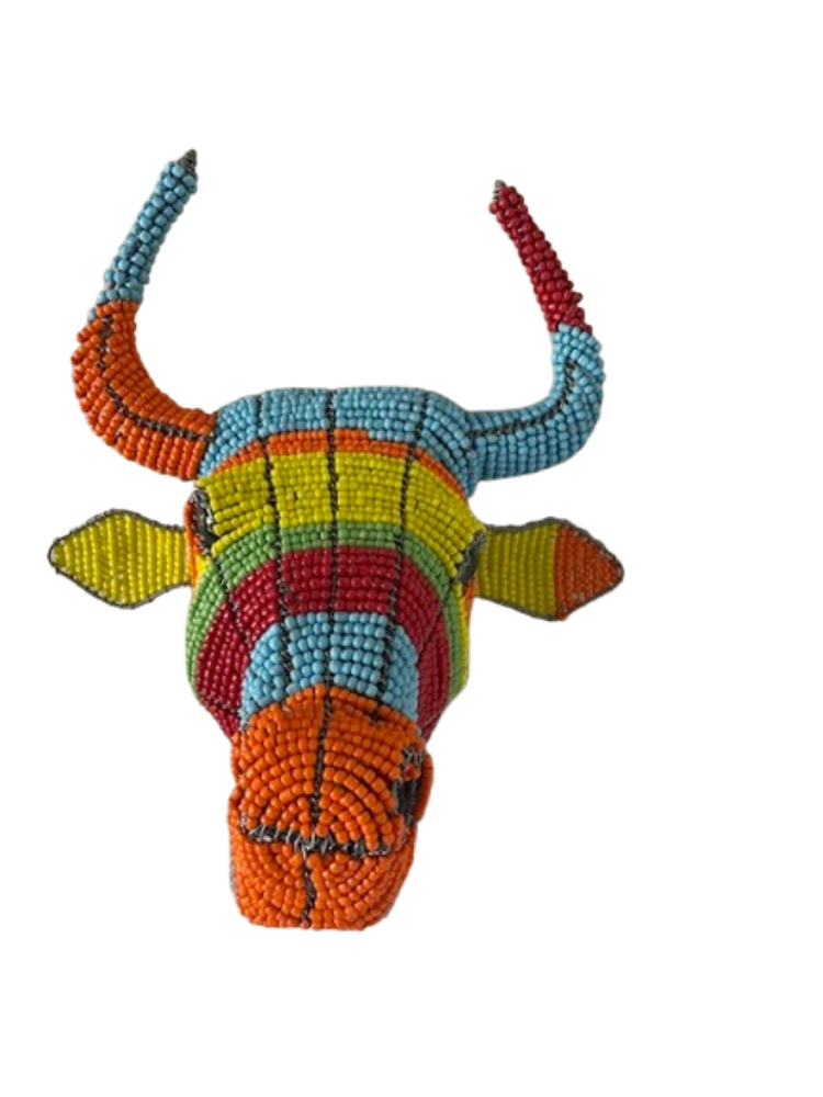 Bead and Wire Multi-Colour Nguni Cow Head - Wall Decor Art Handmade ...