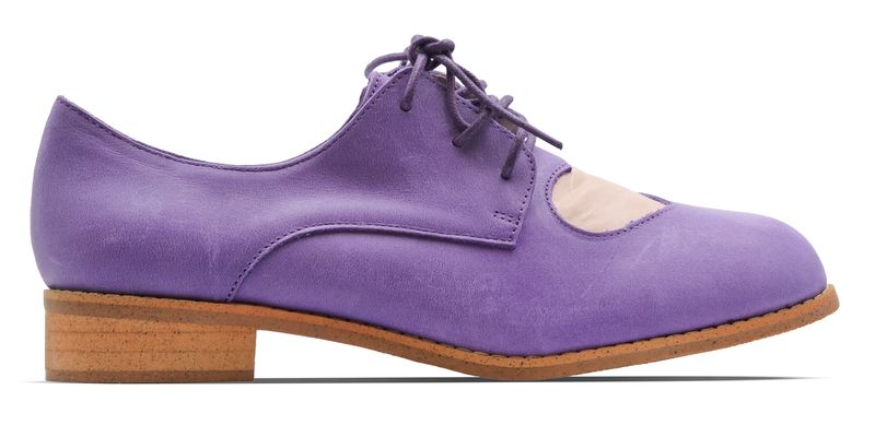 Ladies Genuine Leather Oxford Shoes With Heart-Shaped Design