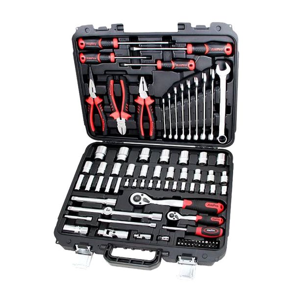 Ampro 87 Piece 1/4" &amp; 1/2" Dr Bolt-Fit Socket &amp; Tool Set