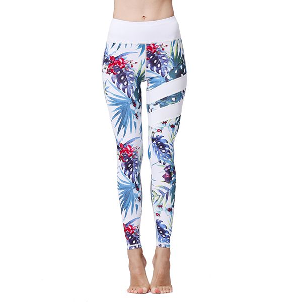Iconix Blue and White Tropical Yoga Leggings