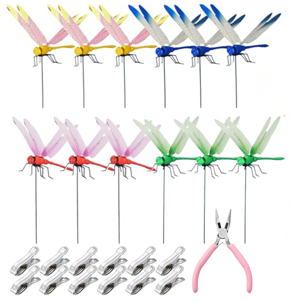 12 Pcs Dragonfly Décor Clips &amp; Plier, Garden Stakes, Decorative Home Décor