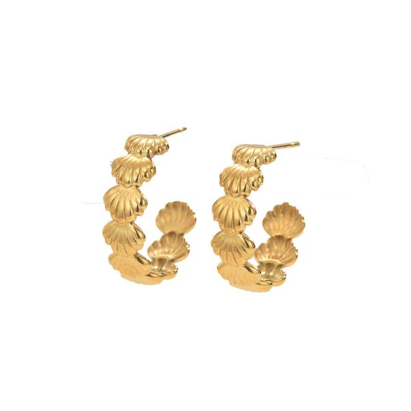 EH5058 Gold Ocean-Inspired Shell Design Women's Earrings
