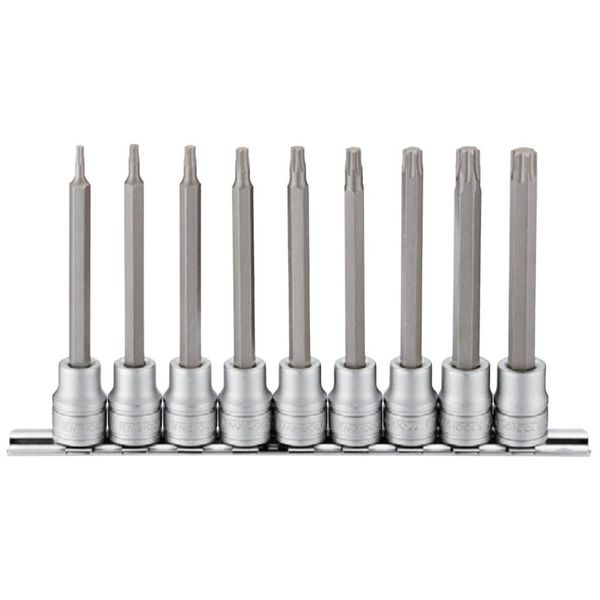 TengTools - 9 piece 3/8inch Drive 100mm Long Torx Bit Socket Set - M3809TX