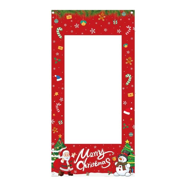 Christmas Photo Frame Backdrop Decor - Red &amp; White