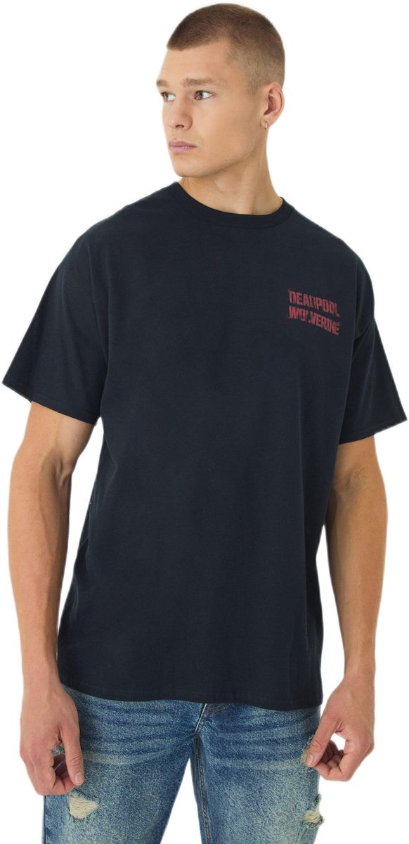 boohooMAN - Men's Oversized Deadpool Wolverine T-Shirt - Black | Shop ...