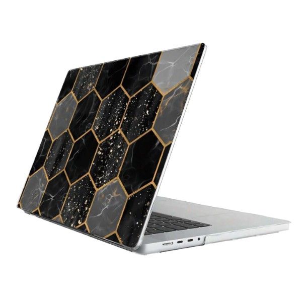 Honeycomb Marble Pattern Protective Case for MacBook Air M2 2022 - Black