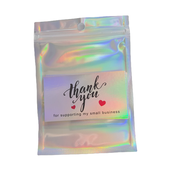 Resealable Holographic gift bags &amp; thank you cards- 50 pack