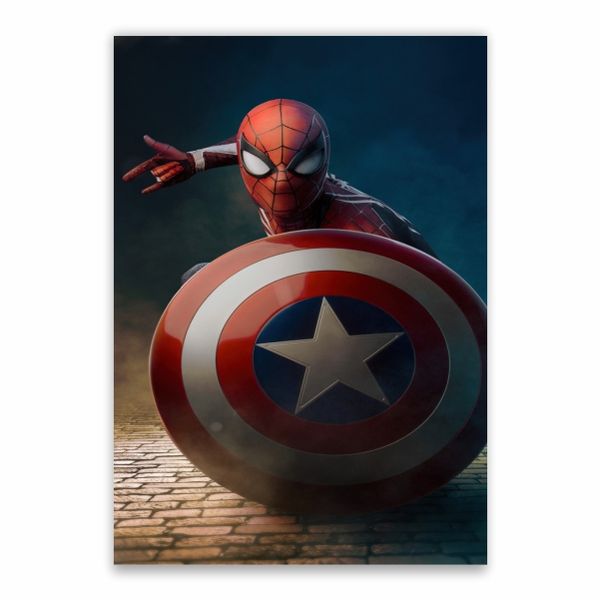 Spider-Man And Captain America's Shield Poster - A1