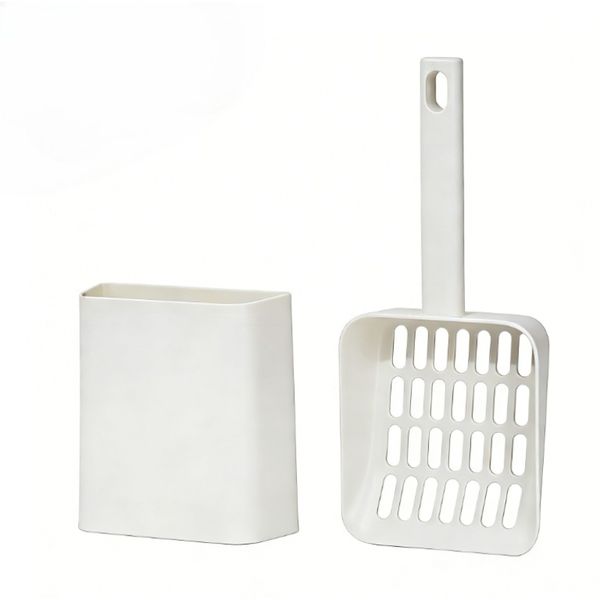 Cat Pooper Scooper,Cat Litter Scoop with Holder-White