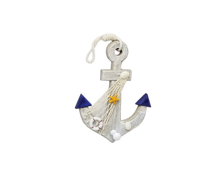 Wooden White Anchor Decor