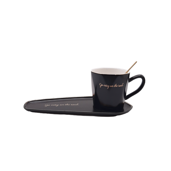 Designer Mug with Long Saucer Set