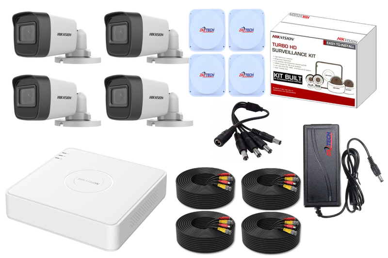 Hikvision 4CH CCTV Kit with 2MP Cameras, 20m Cables &amp; Junction Boxes