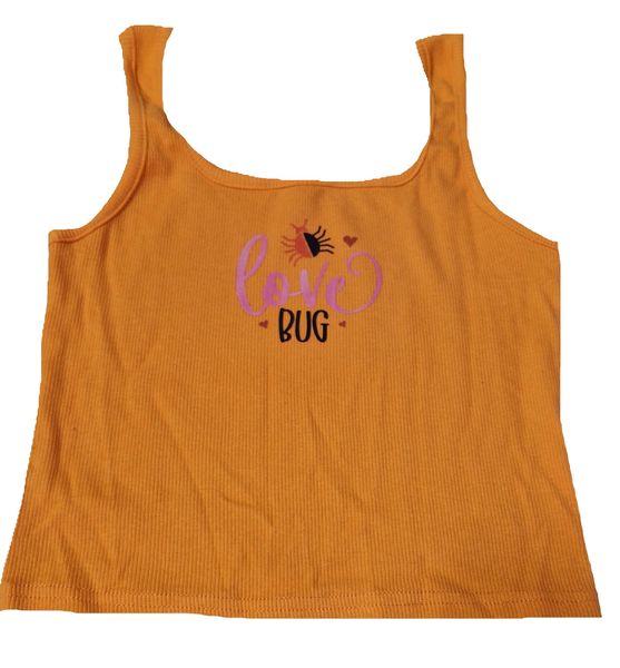 Girls 11-12 YEARS Orange Rib Vest with Love Bug design