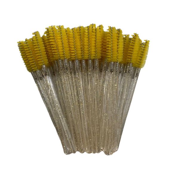 50 Piece Disposable Eyelash Mascara Brushes Wands Applicator Yellow Gold