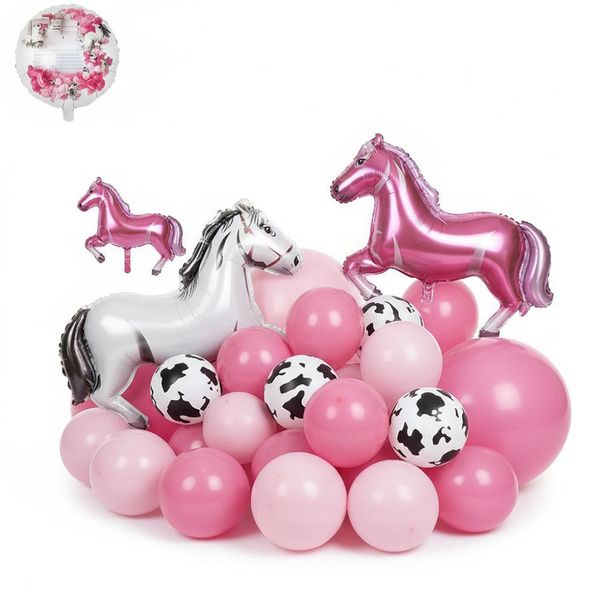 100 PiecePink Horse &amp; Cow Print Balloon Arch Kit for Parties