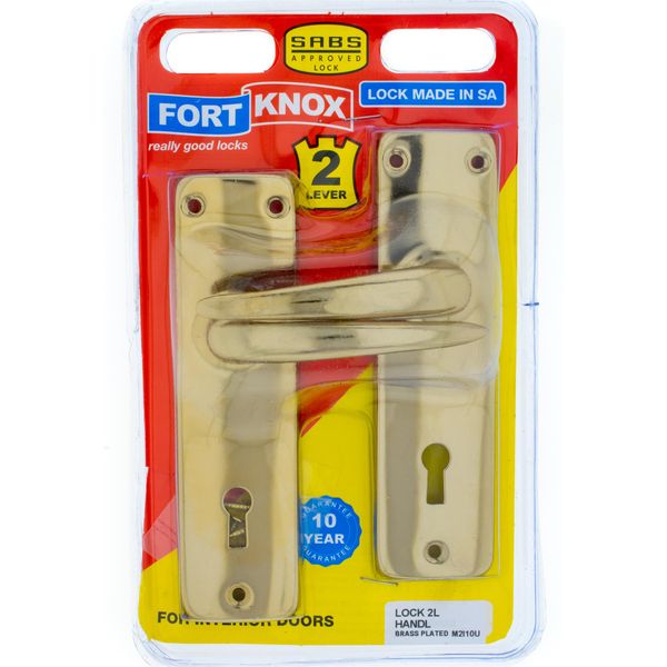 FORT KNOX Door Lock 2 Lever Lockset Brass Plated Handle