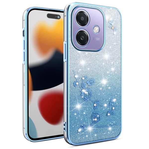 Phone Case Compatible With OPPO A40m Flowers Diamond Shining Cover