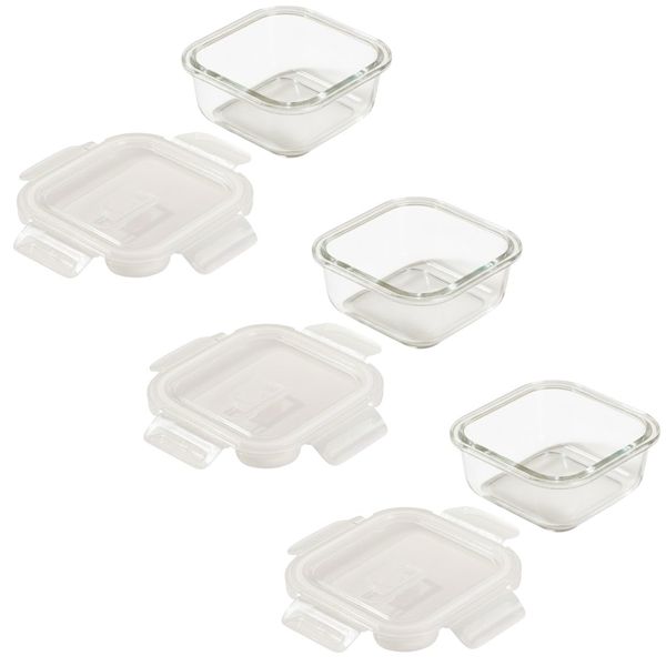 Microwave Safe Square Glass Food Storage Container - Transparent 6 Piece
