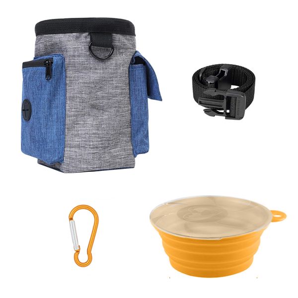 Pet Dog Training Treat Pouch Bag with Collapsible Feeding Bowl Set
