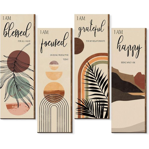 4 Piece Bible Verses Wall Art, Christian Boho Wall Decor - Religious Painting