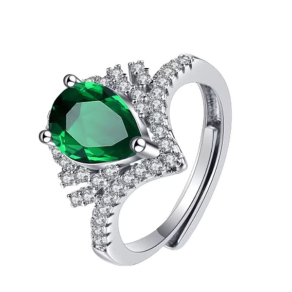 S925 Sterling Silver Bridal Ring Sets Teardrop CZ Engagement Vintage Pear