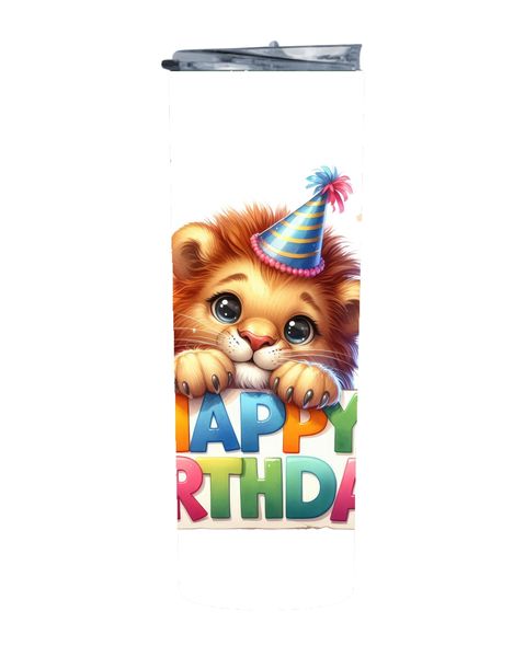 Lion 20 Oz Straight Skinny Birthday Animal Tumbler 307