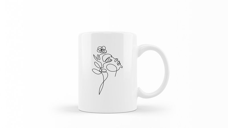 Designer Line Art Coffee Mug - Beauty 8