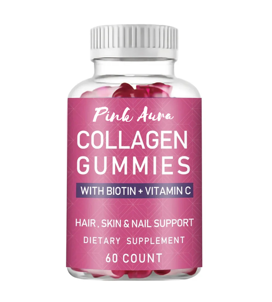 Pink Aura Collagen 1000mg, Biotin 3000mg Hair Skin Nails Gummies