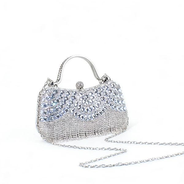 Women's Rhinestone Diamond Glitter Tassel Hand-Held Chain Box Bag