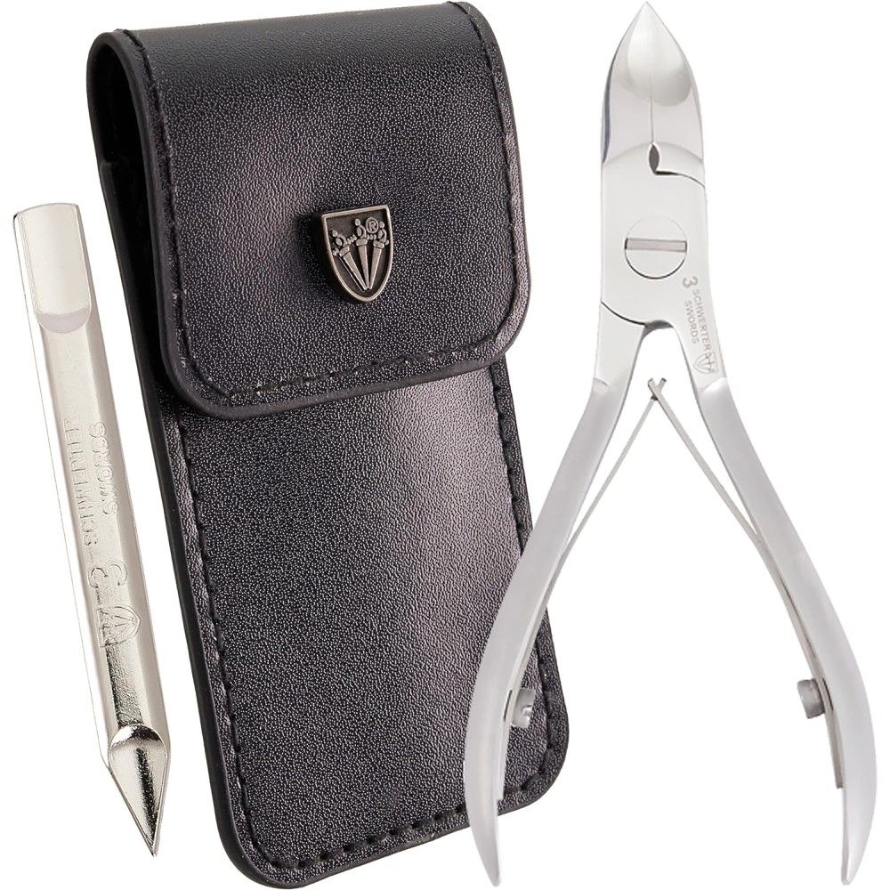 3 Swords Germany Nail Nippers & Nail Tool in Black Pouch Stainless