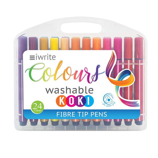 iWrite Colours Washable Triangular Koki Colouring Pens - Pack of 24