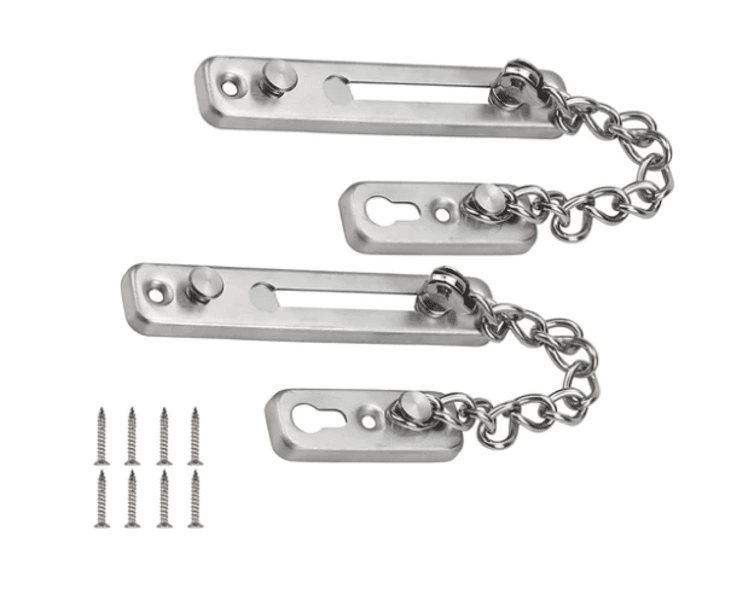 2 Pc Set - Security Door Chains