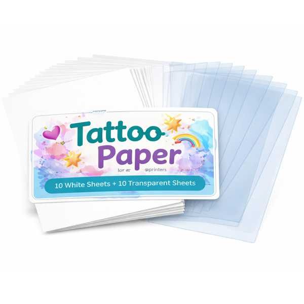 Printable Tattoo Paper for Laser Printers - 10 Pack DIY Temporary Tattoos