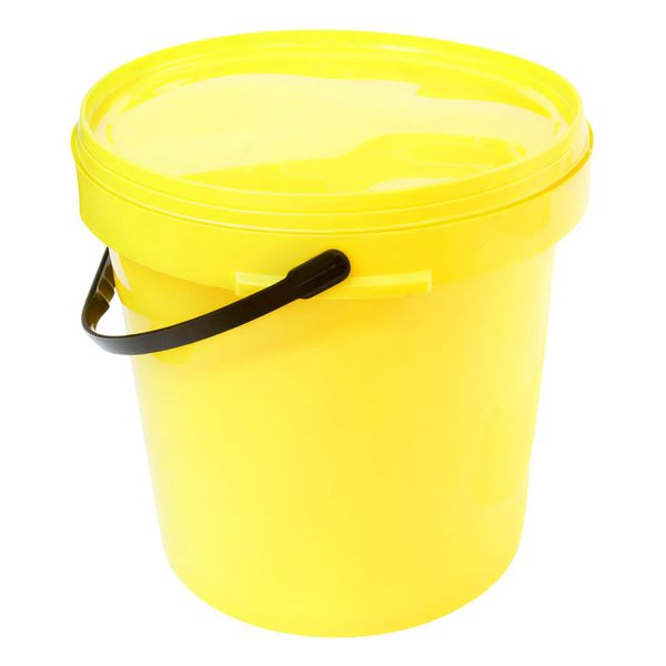 Plastic Bucket with Handle &amp; Tamperproof Lid - 25 Litre - Yellow - 5 Pack