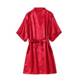 Lady Sexy Silk Robe Pajamas V-neck homewear Bathrobe Set Nightwaer Set