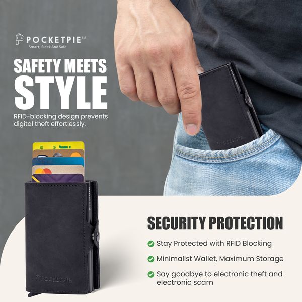 Pocketpie Genuine Leather Double Pop Up Wallet - RFID Credit Card Holder
