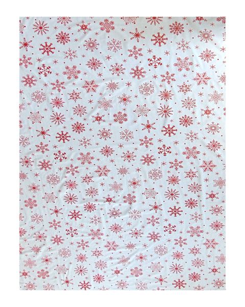 Christmas Tablecloth White with Red Snow Flakes
