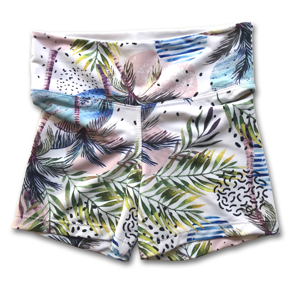 Strut Active Tropic Palm Lycra Shorts for Dance or Play | Made in SA