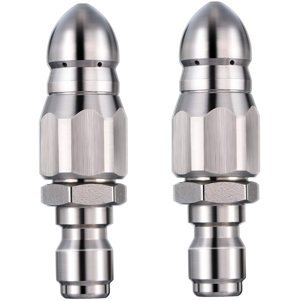 Stainless-steel Sewer jetter nozzle Pipeline Dredging Nozzle 1/4" 5000 PSI